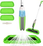 spray mop, vloermop met sproeifunctie voor snelle reiniging, met sproeikop, waterreservoir en 2 microvezelhoezen, 300 ml, Groen