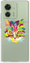 Mobiel Case Geschikt voor Motorola Edge 40 GSM Hoesje Doorzichtig Cat Color
