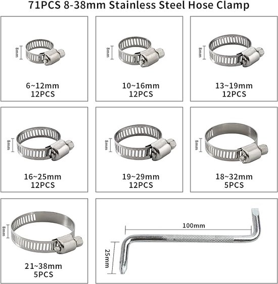 Kirchhoff Slangklem 12 mm bandbreedte, RVS, 32 - 50 mm - 987375255