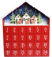 Rood Kersthuisje Houten Adventskalender met verlichting van Rex London