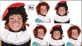6x Mix Luxe Pieten perruque crépus marron et tresses noires - capuche réglable et lavable - Fête à thème Sinterklaas Sint et Piet