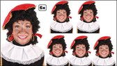 6x Perruque Pete de Luxe noire avec nattes - capuche réglable et lavable - Fête à thème Sinterklaas Sint et Piet