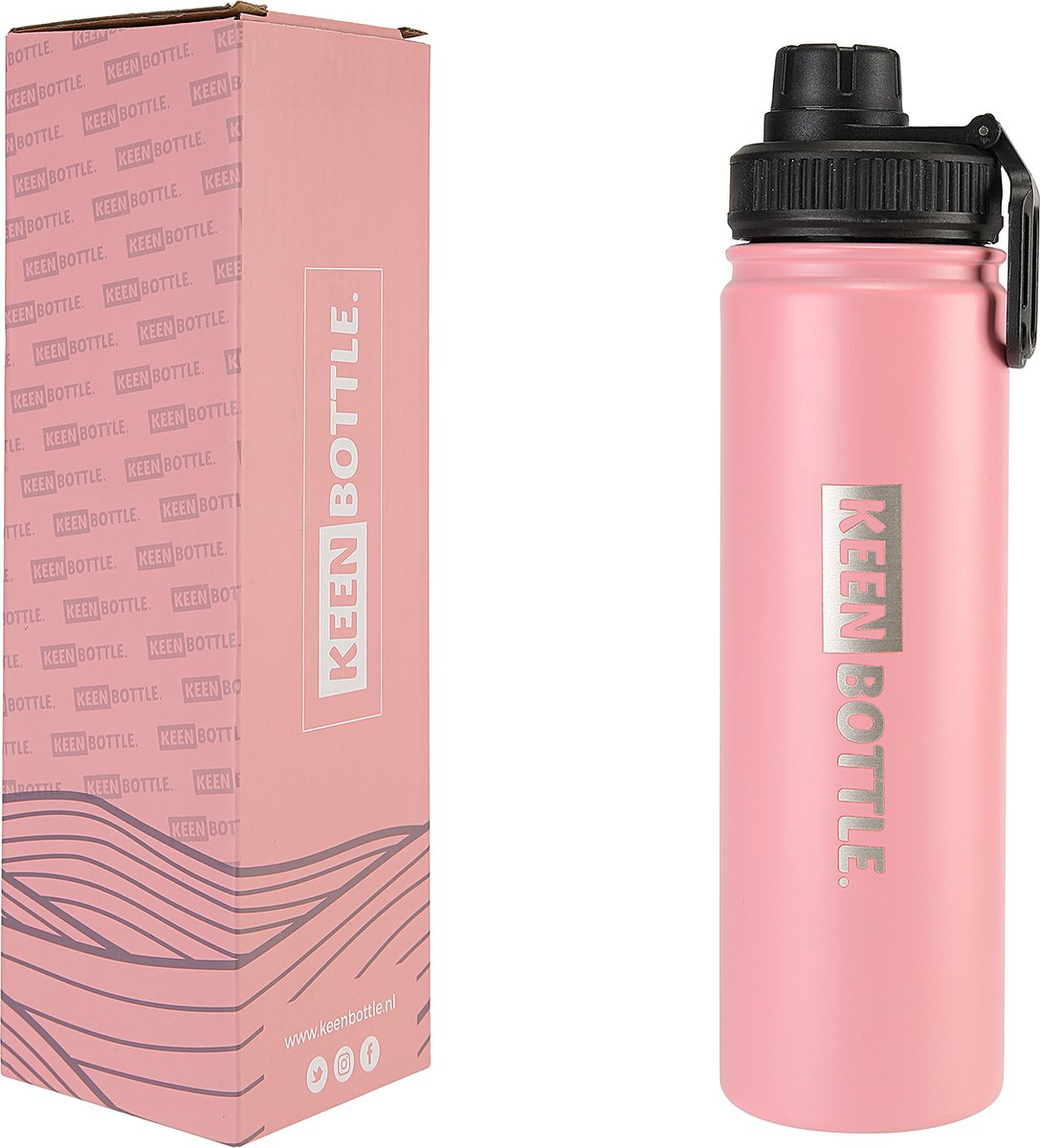 Keenbottle - Drinkfles - 700ml - RVS - Herbruikbaar en Antilek - Drinkfles volwassenen - Drinkfles kinderen - Pastel Roze - waterfles