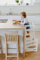De Ultieme Leertoren: 2-in-1 Keuken Helper Toren en Bureau voor Kinderen Kleur: Wit + lak Montessori Meubels