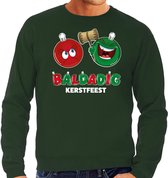 Bellatio Decorations foute Kersttrui/sweater voor heren - baldadig kerstfeest - groen - ontdeugend S