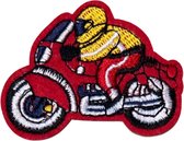 Motor Race Motorrijder Biker Strijk Patch 6.7 cm / 5 cm / Rood Geel