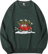 Collection Emilie - Pull de Noël - Pull de Noël - vert - Sapin de Noël sur voiture - Medium
