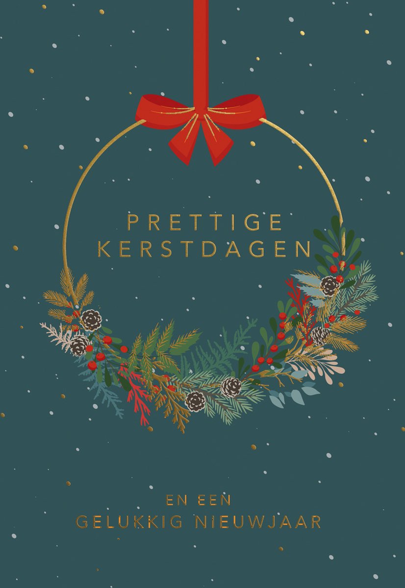Kaarten - Kerst - Hangpak - Kerststuk aan ring - 10st. - HPK.1026