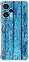 Shockproof Case Geschikt voor Xiaomi Poco F5 Telefoonhoesje met doorzichtige rand Wood Blue