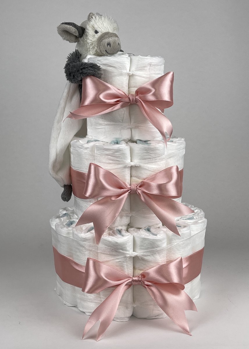 Goedkoopste Chouette-Chouette | Luiertaart Meisje | Kraamcadeau | Geboorte Meisje | Babyshower | Tuttle Koe Casper donker Poeder Roze