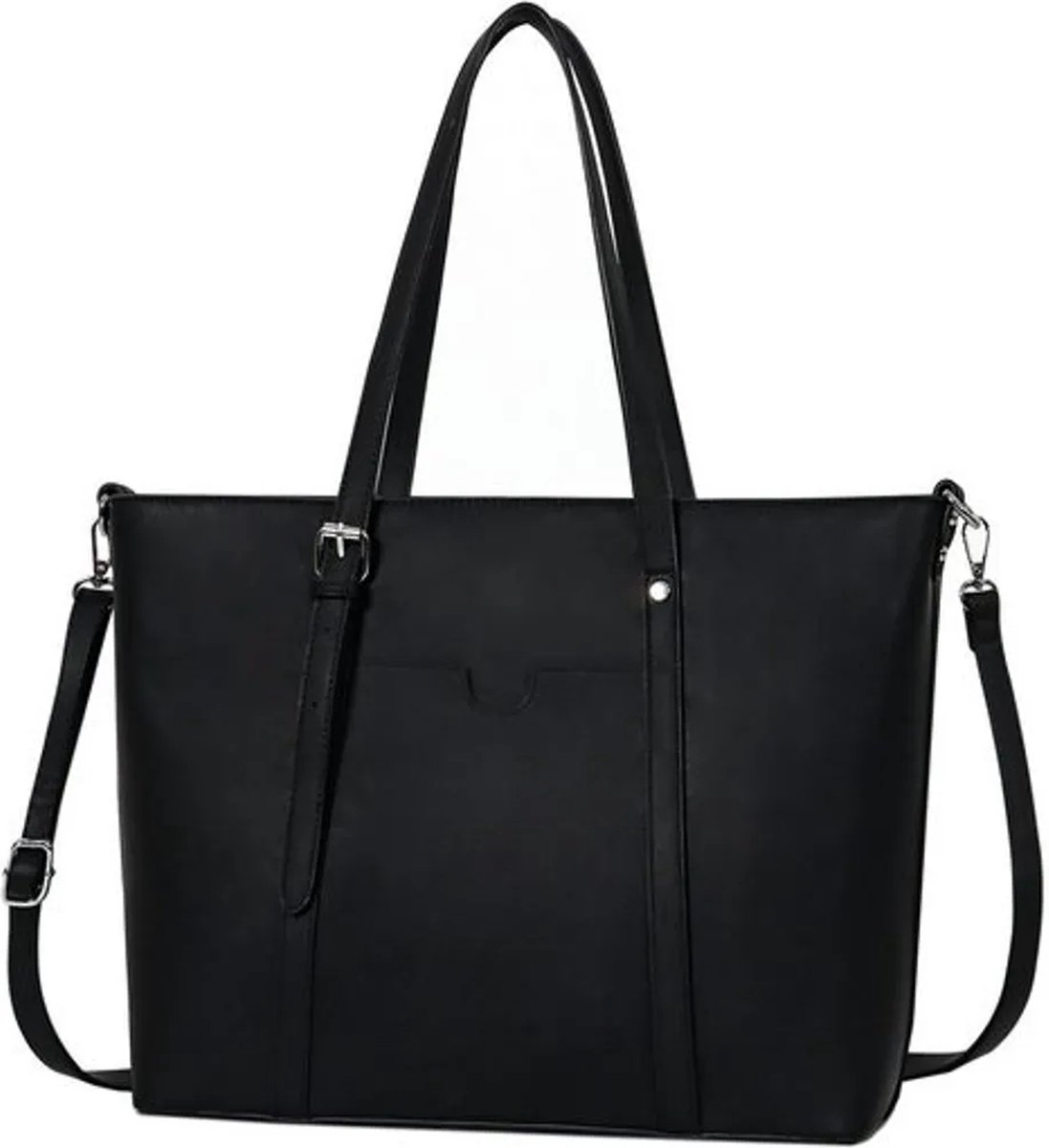 TAN.TOMI Dames Handtassen, Dames Tas Shopper met rits - Schoudertas - Werktas - Schooltas - Zwart