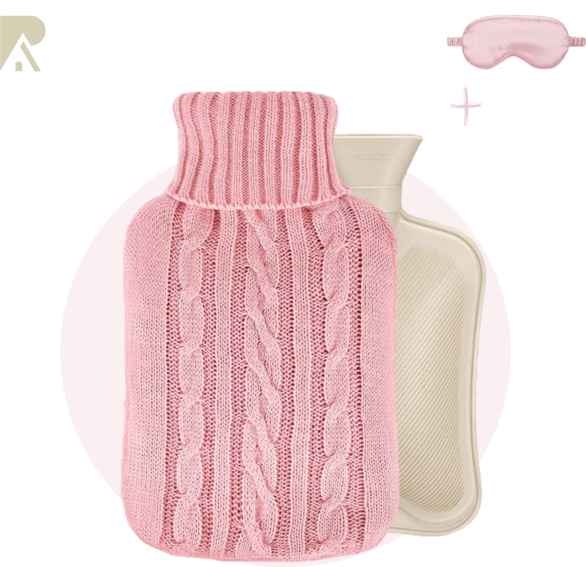 Goedkoopste Ridôme Kruik met Extra Zachte Hoes - 8 uur warmte - 2L Inhoud - Warmwaterkruik voor Pijnverlichting en Ontspanning - Cadeau voor vrouw, vriendin en verjaardag - Warmtekruik - Inclusief Oogmasker - Roze