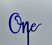 One (1) - Taart Topper - Acryl - Blauw - 1e verjaardag - Cakesmash