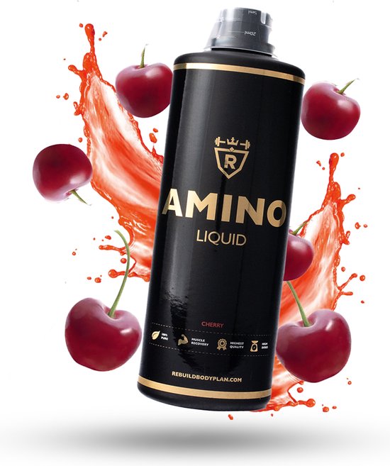 Rebuild Nutrition Amino Liquid - Essentiële Aminozuren - Vloeibaar 1000 ml - Kersensmaak voor Optimaal Spierherstel