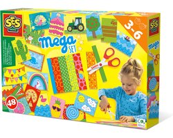foto van SES - Ik leer knippen - Mega set - Montessori Speelgoed - met 48 mooie knipvellen en veilige schaar die alleen papier knipt - Knutselpakket - Speelgoed 3 jaar