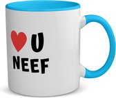 Akyol - love u neef koffiemok - theemok - blauw - Neef - de liefste neef - verjaardag - cadeautje voor neef - neef artikelen - kado - geschenk - 350 ML inhoud