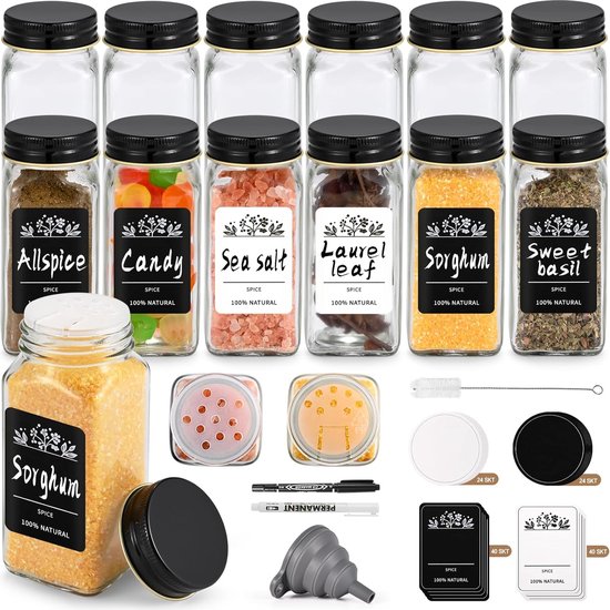 Moreau Kruidenpotjes, 24 stuks, 120 ml, kruidenpotjes van bamboeglas Moreau Kruidenpotjes, 24 stuks, 120 ml, kruidenpotjes van bamboeglas