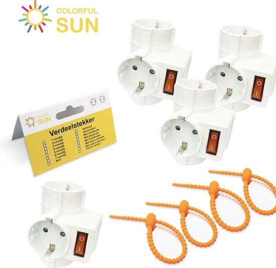 Colorful Sun® Stopcontact splitter - Verdeelstekker - 3+1 stuks ...