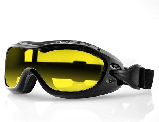Bobster Night Hawk - Lunettes de moto noires - Lunettes de moto hommes - Lunettes de sport hommes - Couleur des verres jaune