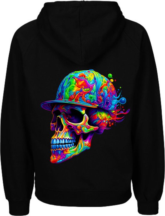 Hoodie colorful-Dames-Skull-Zwart-Maat XL