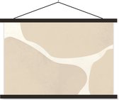 Posterhanger incl. Poster 120x80 cm - Schoolplaat - Abstract - Beige - Moderne kunst - Textielposter - Zwarte latten