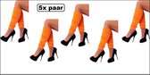 5x Paar luxe Beenwarmers oranje - Been warmer festival thema feest disco fun kleding accesoires