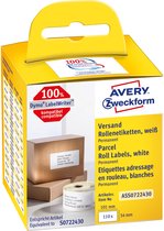 Avery-Zweckform Rol met etiketten 101 x 54 mm Papier Wit 110 stuk(s) Permanent ASS0722430 Verzendetiketten