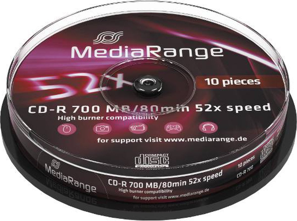 MR214 - 52x - CD-R - 120 mm - 700 MB - Cakebox - 10 pc(s)