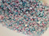 Perles - perles avec 1 côté plat - 4 mm - 80 grammes - 2 couleurs Blauw rose