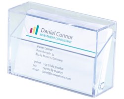Sigel visitekaartbox met deksel voor 100 kaartjes acryl glashelder