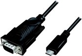 LogiLink Serieel Adapter [1x USB-C 2.0 stekker - 1x D-sub stekker 9-polig] 1.2 m Zwart