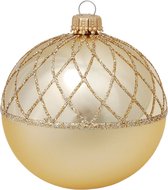 Gouden Kerstballen met Chique Goud Design - set van 3 stuks - met de hand gedecoreerd