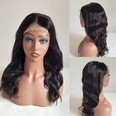 Dame Indiaan remy body weve 4x4 lace closure wig- 20 inch 50 cm - Indiaanse pruiken echt menselijke haren - real human hair - 4x1 lace closure wig