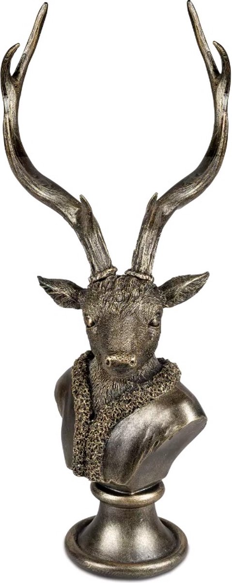 Boltze Hert - Goud - op voetstuk - Polyserin - 52x25x20cm - Decoratie