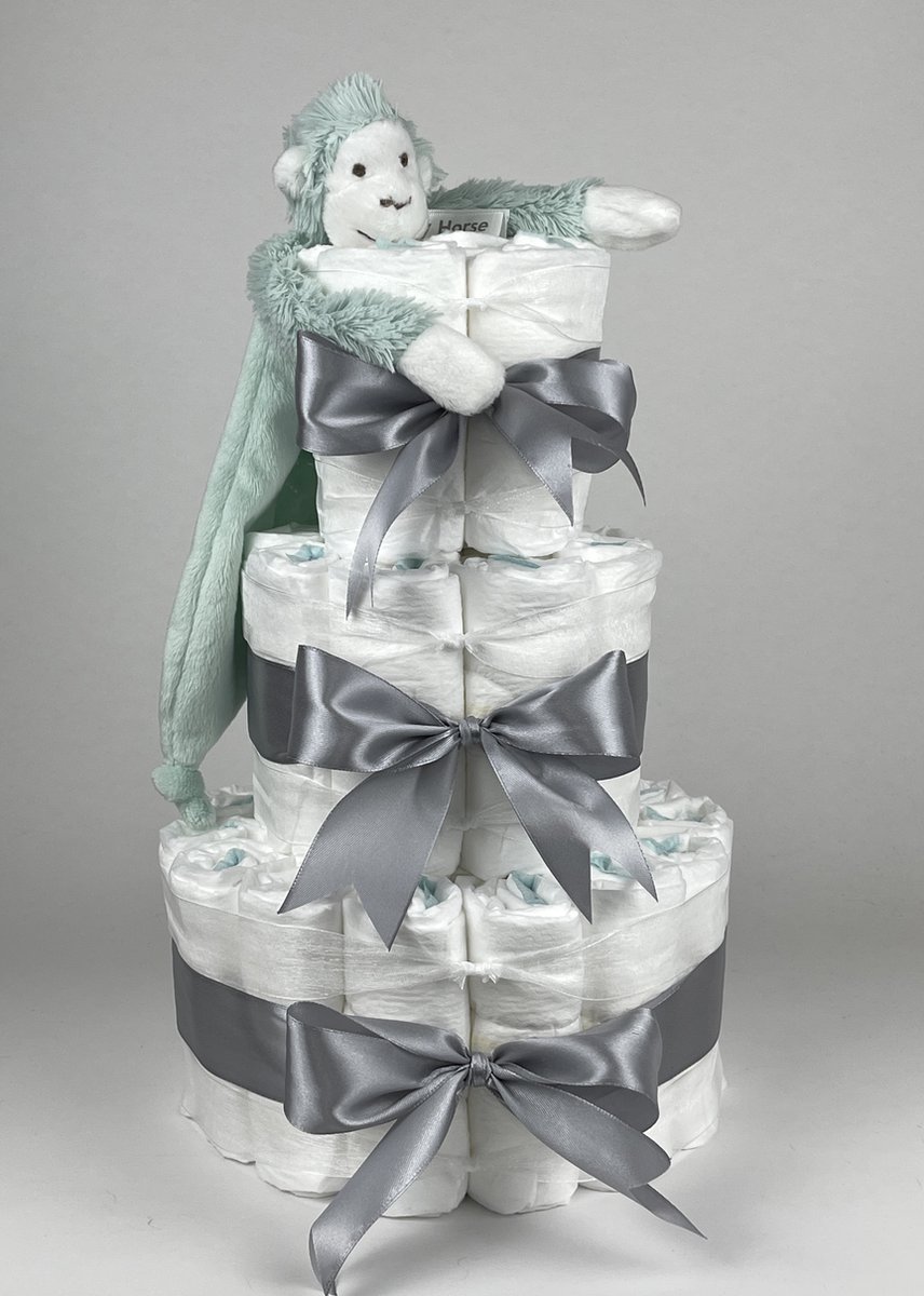 Goedkoopste Chouette-Chouette | Luiertaart Neutraal | Kraamcadeau | Geboorte Jongen Meisje | Babyshower | Tuttle Aap Mickey Lagoon - Grijs