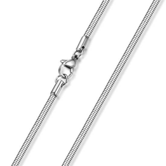 Halsketting slang heren staal UORO 3mm - 50cm lengte - Ketting zilverkleurig heren zonder hanger rvs - Mauro Vinci