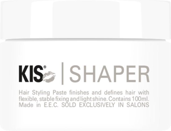 Witte pot met KIS | SHAPER logo. Styling paste voor flexibele, stabiele fixatie en lichte glans. 100ml.