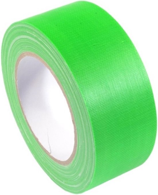 Fluorescerend groene gaffa tape rol.