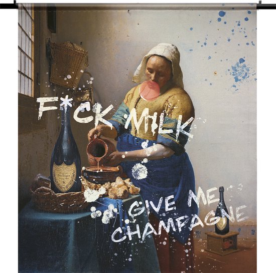 Wandkleed - Wanddoek - Het Melkmeisje F*ck Milk - 120 x 135 cm