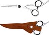 Fritzline Kappersschaar met Leren Etui - Kappersset - Rechtshandig - Kapper Schaar