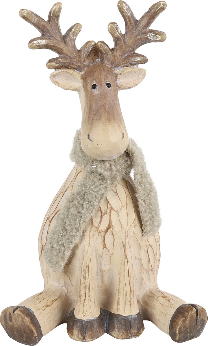 Countryfield - Rendier - Eland - Zittend - Polystone - Rudolph - 30cm hoog - Kerst
