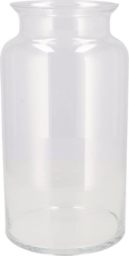 DK Design Bloemenvaas melkbus fles model Milky - transparant glas - D19 x H25 cm - mondgeblazen