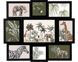 5Five collage fotolijst - 9 foto's - 10 x 15 cm - 10 x 10 cm - zwart - foto frame Cali - modern