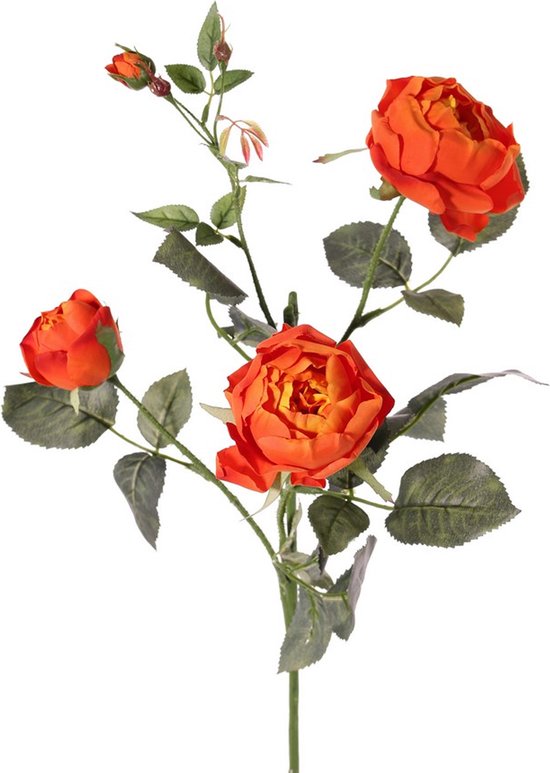 Top Art Rose artificielle Ariana - 3x - orange - 73 cm - tige en plastique - fleurs de décoration