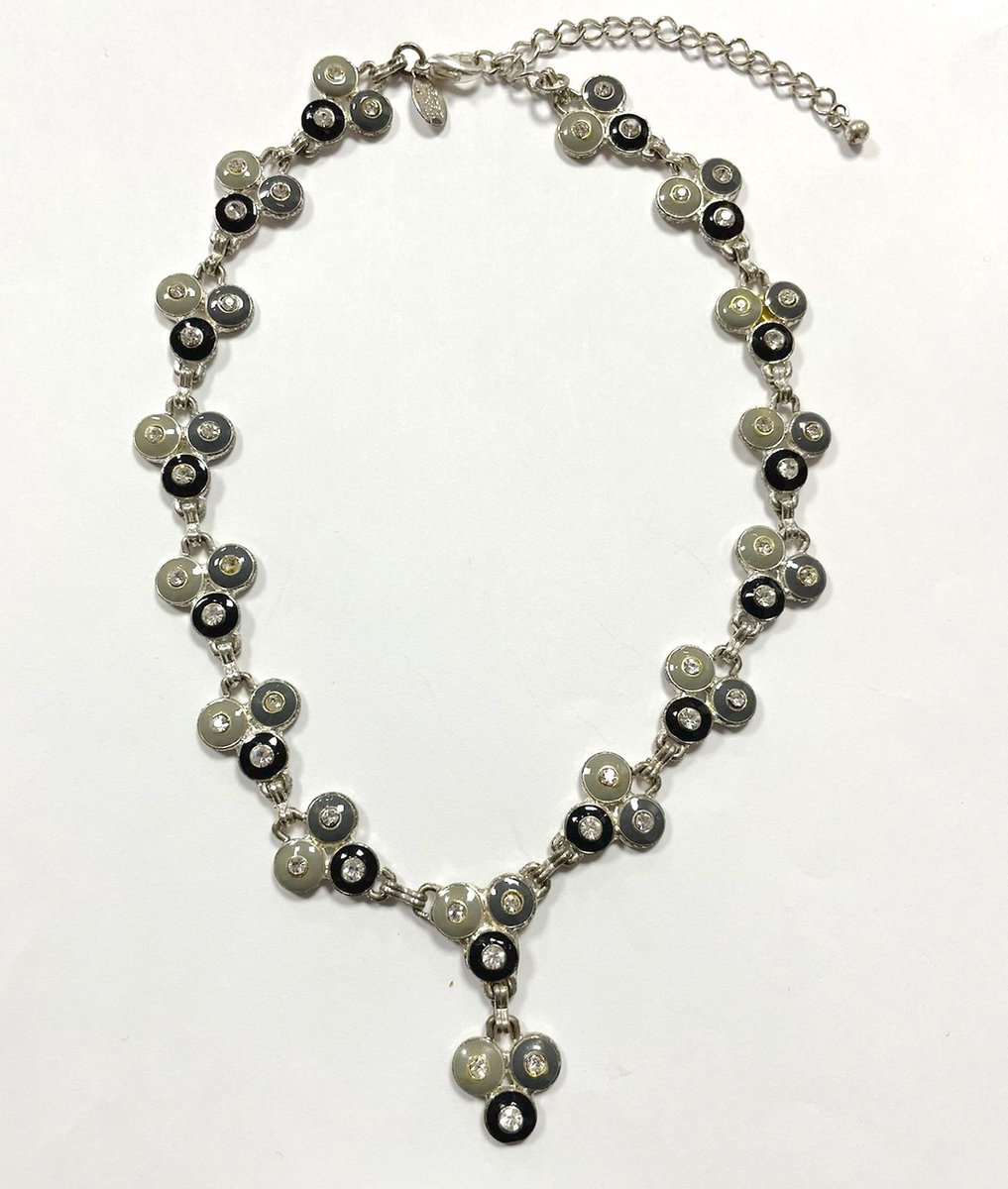 Ketting met grijze hangertjes - Zirkonia - 36 + 8 Centimeter, verstelbaar - Damesdingetjes