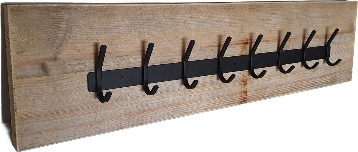 Steigerhout kapstok met 16 haken | 80cm | wandkapstok | Gebruikt steigerhout | hout | industrieel | vintage | robuust | landelijk | Staal | Handgemaakt | Metaal