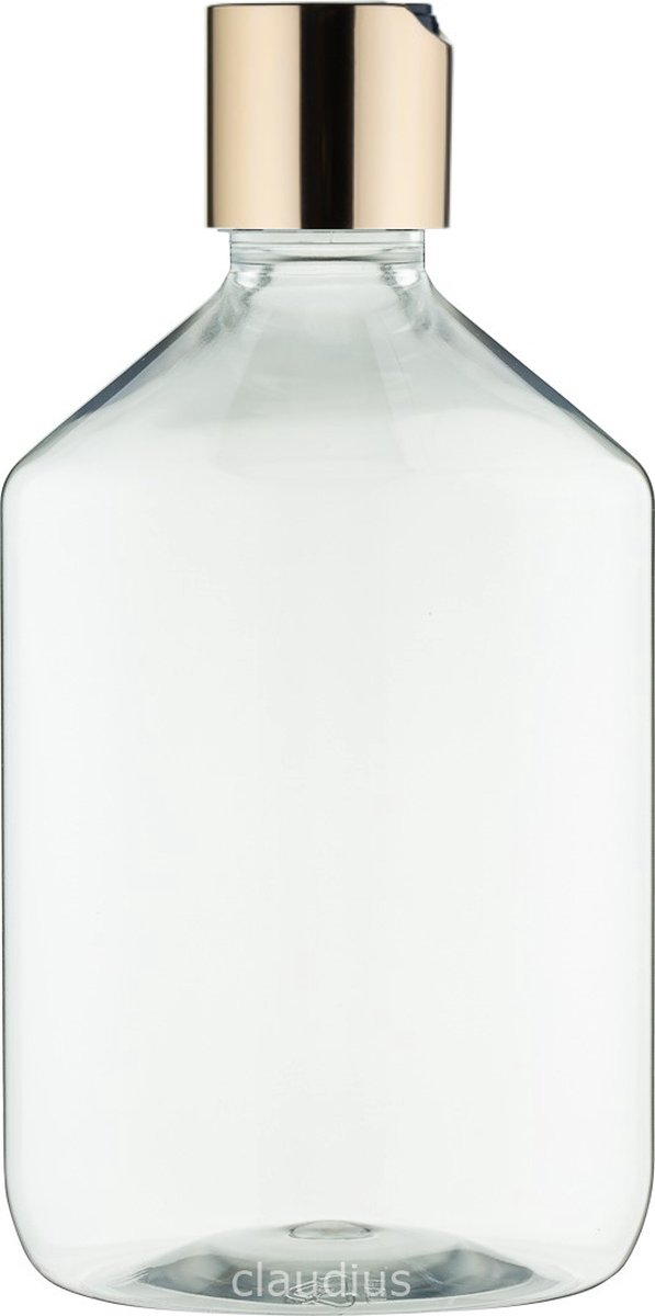 Lege Plastic Fles Apothekersfles 500 ml PET - Transparant - met gouden klepdop - set van 10 stuks - navulbaar - leeg