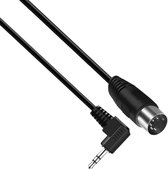 DIN 5-pins - 3,5mm Jack haaks audiokabel / zwart - 1,5 meter