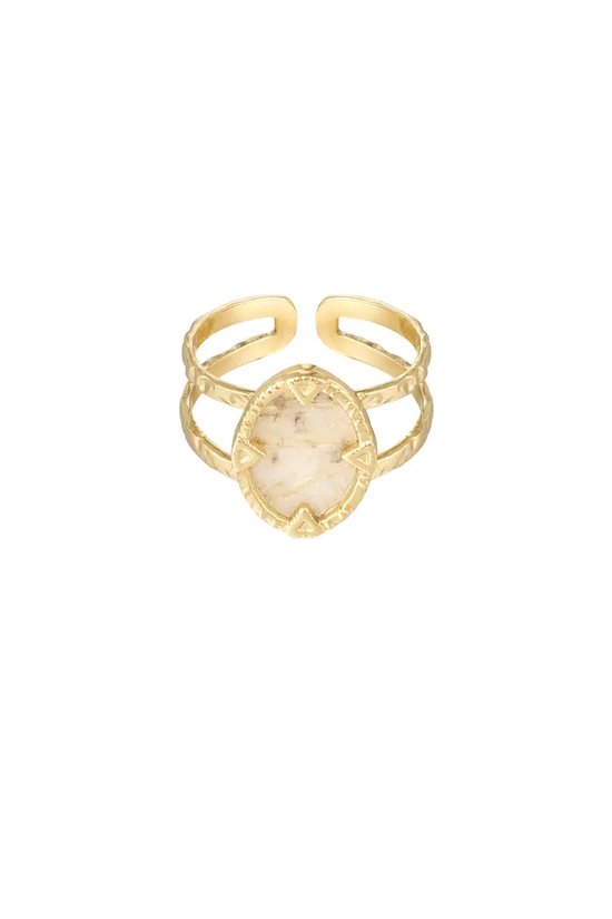 Ring met edelsteen - maansteen - beige