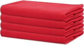 Lot de 4 serviettes surdimensionnées 100 % coton 45 cm x 45 cm rouge - Tissu résistant pour un usage quotidien avec coins en onglet.